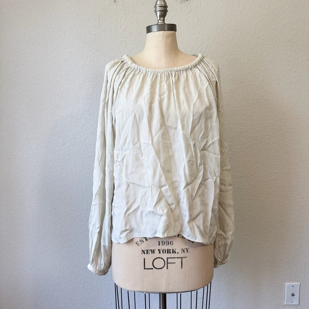 TOTOKAELO ARCHIVE Top Cream Gathered Balloon Sleeve Silk Blouse